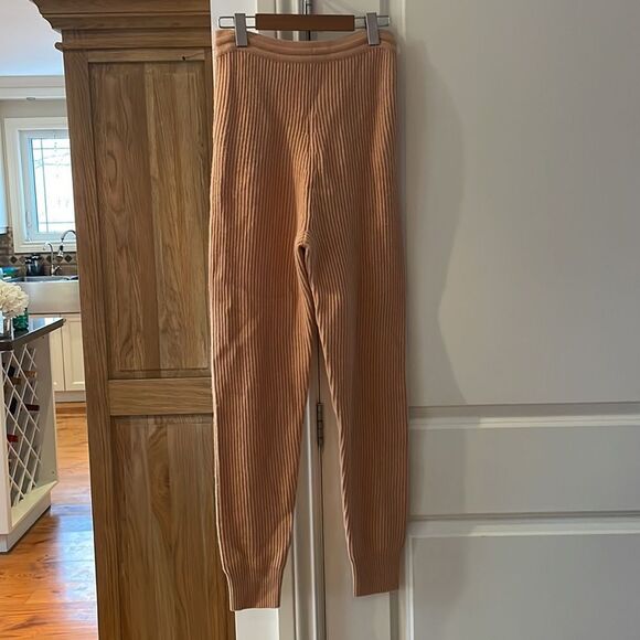 NEW Jonathan Simkhai nina wool cashmere blend ribbed joggers in butterscotch - Picture 8 of 16